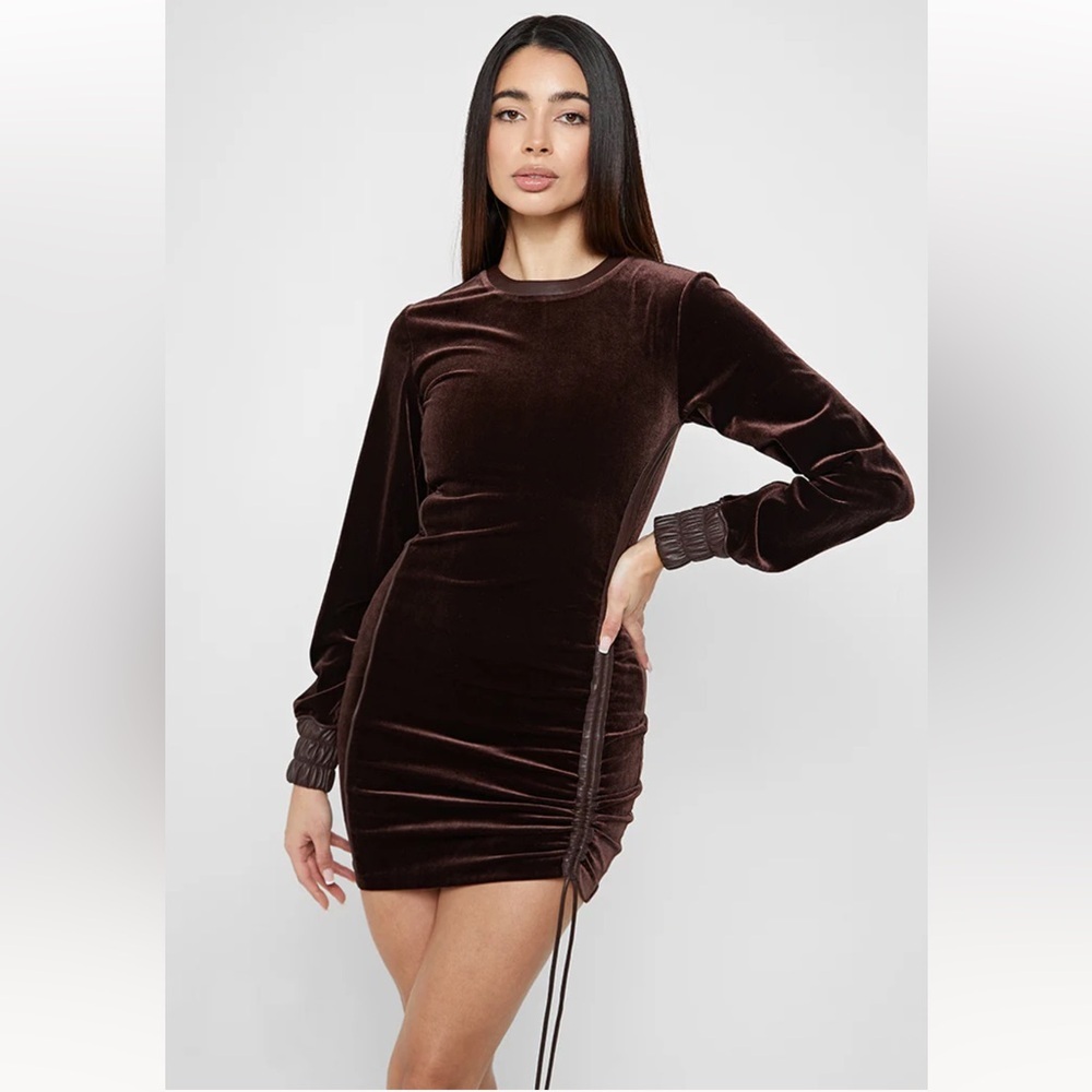 Manière De Voir Velour Mini Dress - Brown Size M UK 10 N20